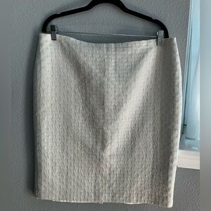 Elegant White Skirt Ann Taylor Factory, cotton blend with silver metallic thread